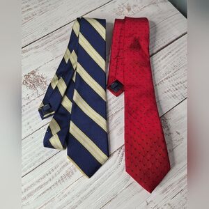 Brooks Brothers Silk Ties Lot of 2 Blue/Yellow Red/Blue New